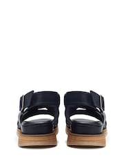 Azul - Moda in Pelle azul sobre Sandals de couro com tira cruzada macia e microanca - Imagem 4 de 5