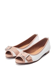 Moda in Pelle Blue Frost Peep Toe Flat Shoes With Buckle - Image 2 of 4