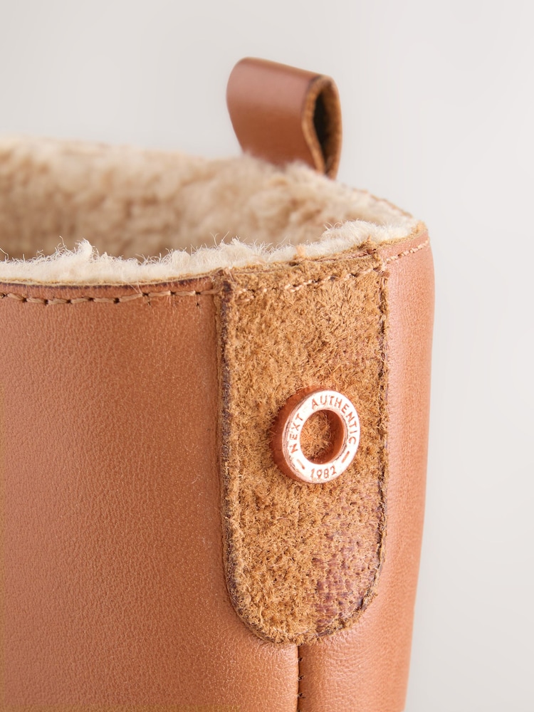 Tan Brown Leather Tall Boots - Image 5 of 5