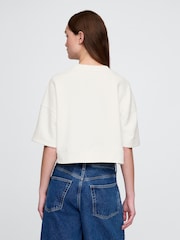 Gap White VintageSoft Cropped Elbow-Sleeve Sweatshirt - Image 2 of 4