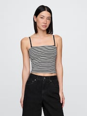 Gap Black/White Stripe CloseKnit Cropped Tube Top - Image 1 of 4