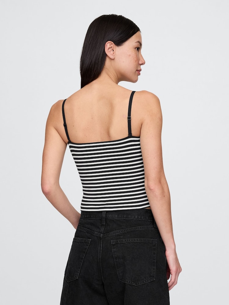 Gap Black/White Stripe CloseKnit Cropped Tube Top with Removable Straps - Image 2 of 4 Gap Black/White Stripe CloseKnit Cropped Tube Top with Removable Straps - Image 2 of 4