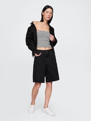 Gap Black/White Stripe CloseKnit Cropped Tube Top - Image 3 of 4