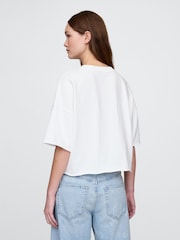 Gap White French Terry Cropped Rolled Hem Sweatshirt - Image 2 of 5