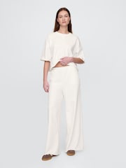 Gap White French Terry Cropped Rolled Hem Sweatshirt - Image 3 of 5