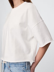 Gap White French Terry Cropped Rolled Hem Sweatshirt - Image 4 of 5