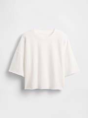 Gap White French Terry Cropped Rolled Hem Sweatshirt - Image 5 of 5
