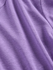 Gap Purple Linen-Blend Cropped V Neck T-Shirt - Image 5 of 5