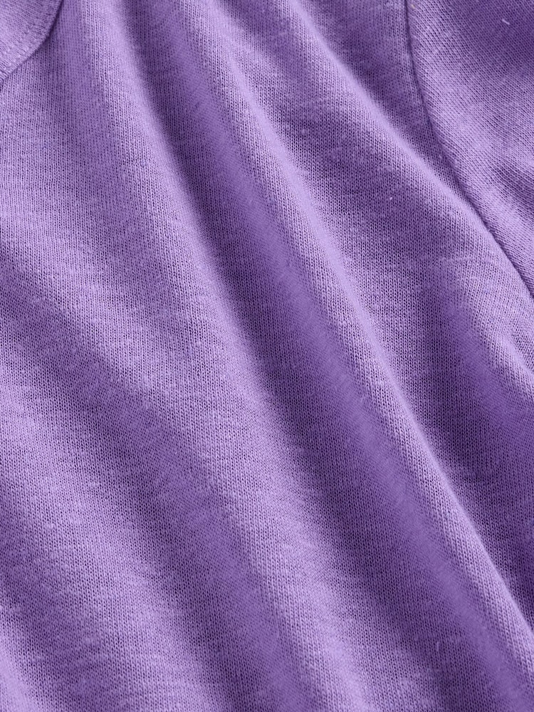 Gap Purple Linen-Blend Cropped V Neck T-Shirt - Image 5 of 5