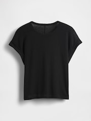 Negro - Gap Linen-Blend Roll-Cuff T-Shirt - Imagen 4 de 4