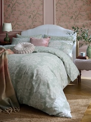 Laura Ashley Duckegg Green Tatton 200 Thread Count Duvet Cover and Pillowcase Set - Image 1 of 7