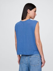 Azul - Gap Linen-Blend Crew Neck Shell T-Shirt - Imagen 2 de 5