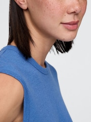 Azul - Gap Linen-Blend Crew Neck Shell T-Shirt - Imagen 4 de 5