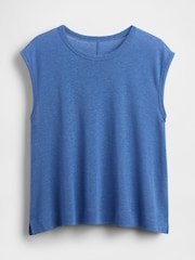 Azul - Gap Linen-Blend Crew Neck Shell T-Shirt - Imagen 5 de 5