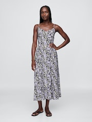 Gap Purple Floral V-Neck Midi Dress - Image 1 of 5
