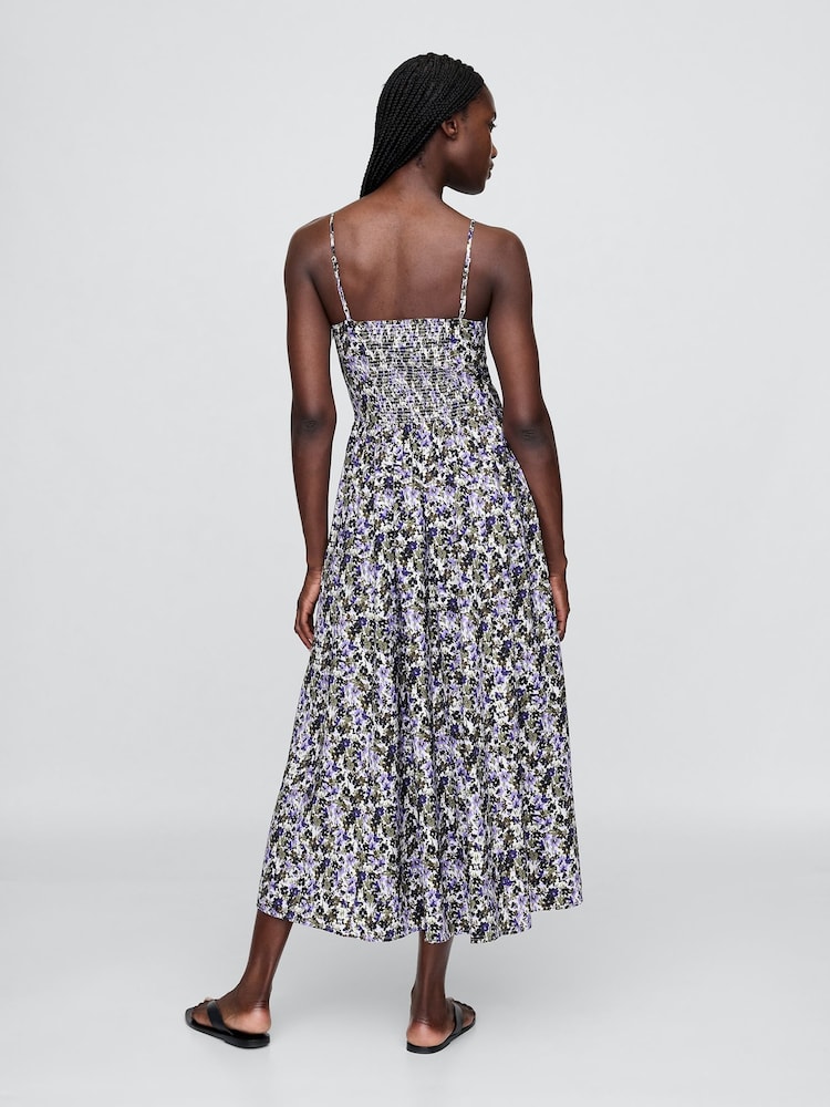 Gap Purple Floral V-Neck Midi Dress - Image 2 of 5