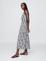 Gap Purple Floral V-Neck Midi Dress - Image 3 of 5