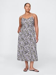 Gap Purple Floral V-Neck Midi Dress - Image 4 of 5
