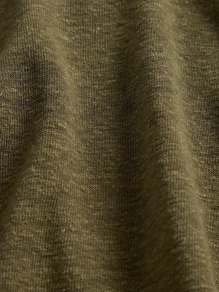 Gap Khaki Green Linen-Blend Cropped V Neck T-Shirt - Image 5 of 5