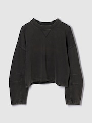 Gap Black Heavyweight French Terry Barrel-Sleeve Sweatshirt - Image 1 of 2