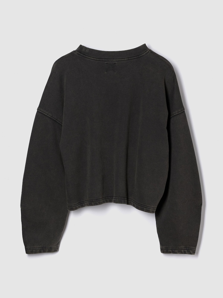 Gap Black Heavyweight French Terry Barrel-Sleeve Sweatshirt - Image 2 of 2