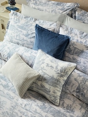 Laura Ashley Set of 2 Chambray Blue Braysmith Toile 200 Thread Pillowcases - Image 2 of 3