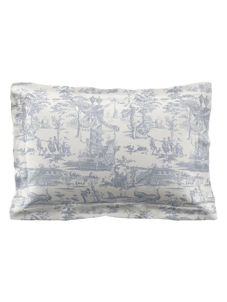 Laura Ashley Set of 2 Chambray Blue Braysmith Toile 200 Thread Pillowcases - Image 3 of 3