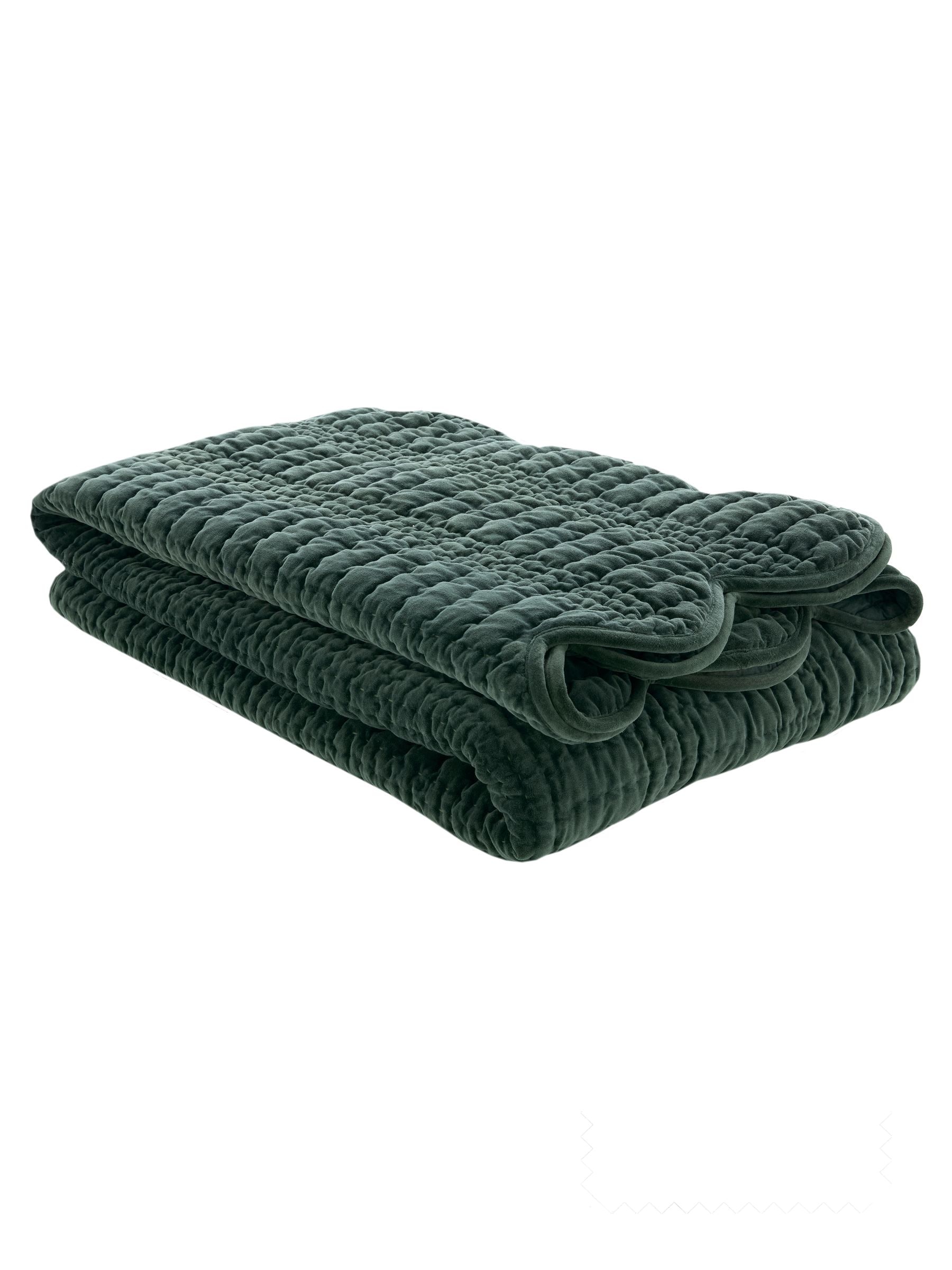 Buy Laura Ashley Pine Green Brady Scallop Cotton Velvet Bedspread