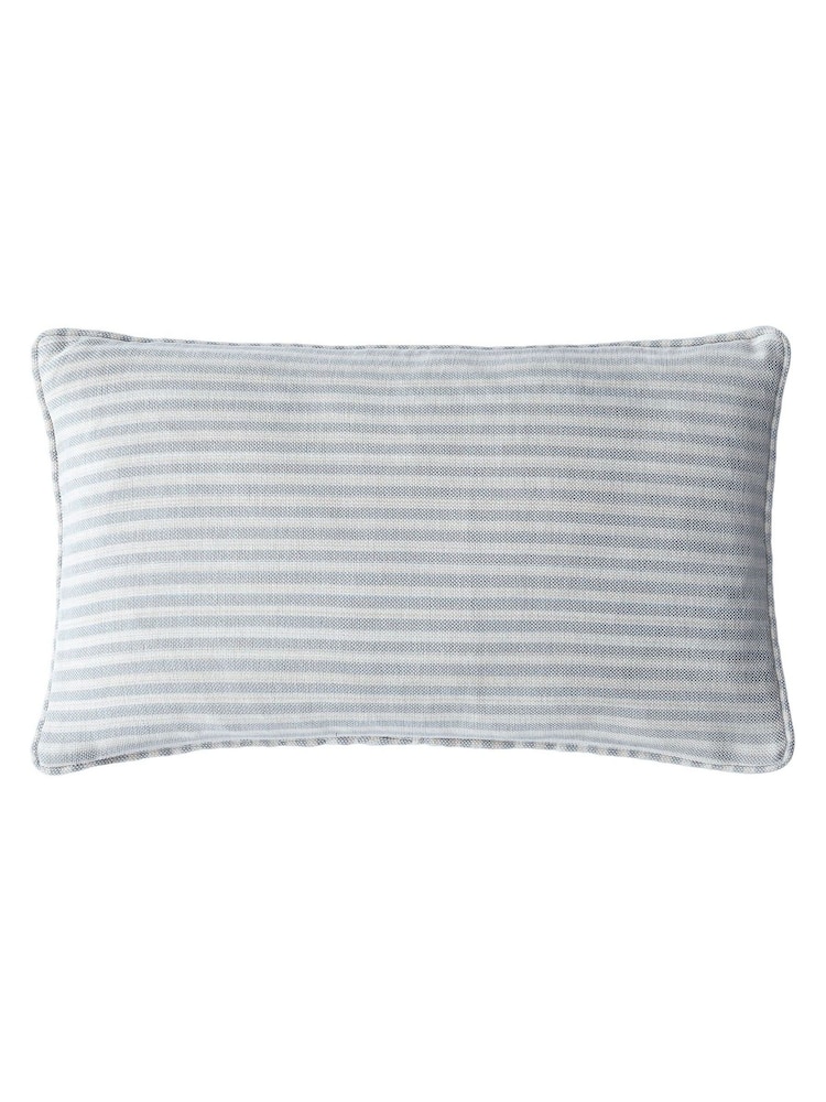 Laura Ashley Slate Blue Cornish Chenille Stripe Cushion - Image 5 of 5