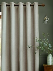 Laura Ashley Grey Sage Milbourne Herringbone Eyelet Curtains - Image 3 of 5