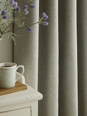 Laura Ashley Grey Sage Milbourne Herringbone Eyelet Curtains - Image 4 of 5