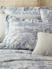 Laura Ashley Chambray Blue Braysmith Toile 200 Thread Count Duvet Cover and Pillowcase Set - Image 2 of 5