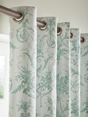 Laura Ashley Dark Sage Tuileries Blackout Eyelet Curtains - Image 3 of 4
