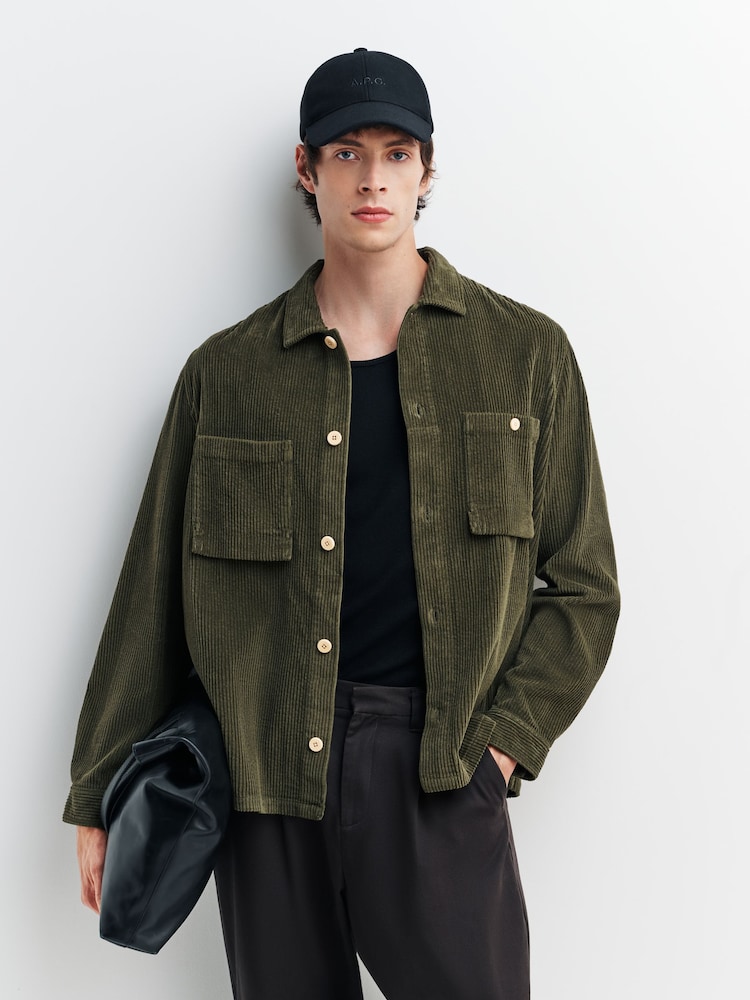 Folk Green Patch Chunky Cord Overshirt - Image 1 of 1 Folk Green Patch Chunky Cord Overshirt - Image 1 of 1