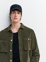 أخضر - قميص علوي من قماش كوردروي مضلع سميك مع رقع من Folk - صورة 5 من 6