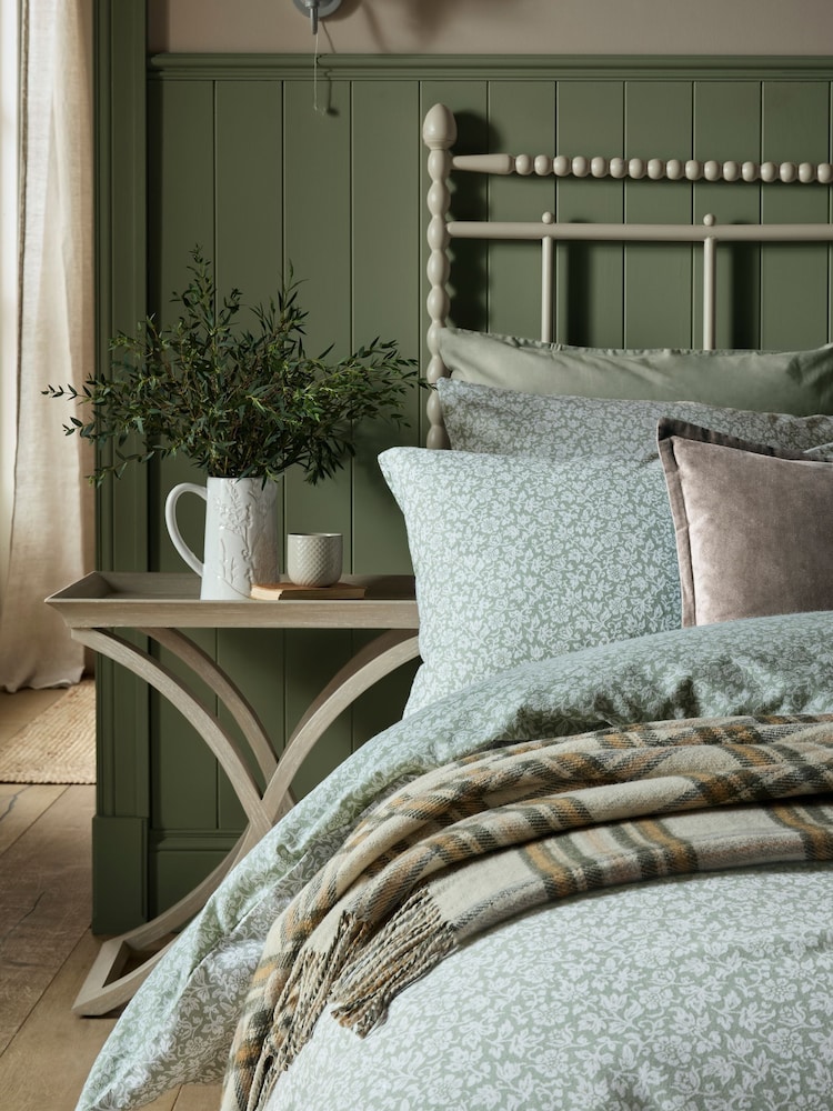 Laura Ashley Sage Sweet Alyssum Duvet Cover and Pillowcase Set - Image 2 of 6