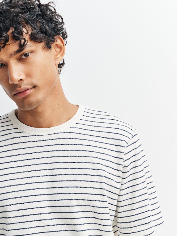 Folk Natural Short Sleeve Textured Stripe T-Shirt - Image 5 of 5