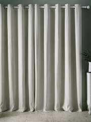 Laura Ashley Natural Cornish Chenille Stripe Eyelet Curtains - Image 2 of 3
