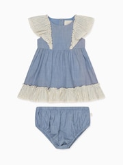 MORI Blue 100% Cotton Muslin Dress Set - Image 1 of 4