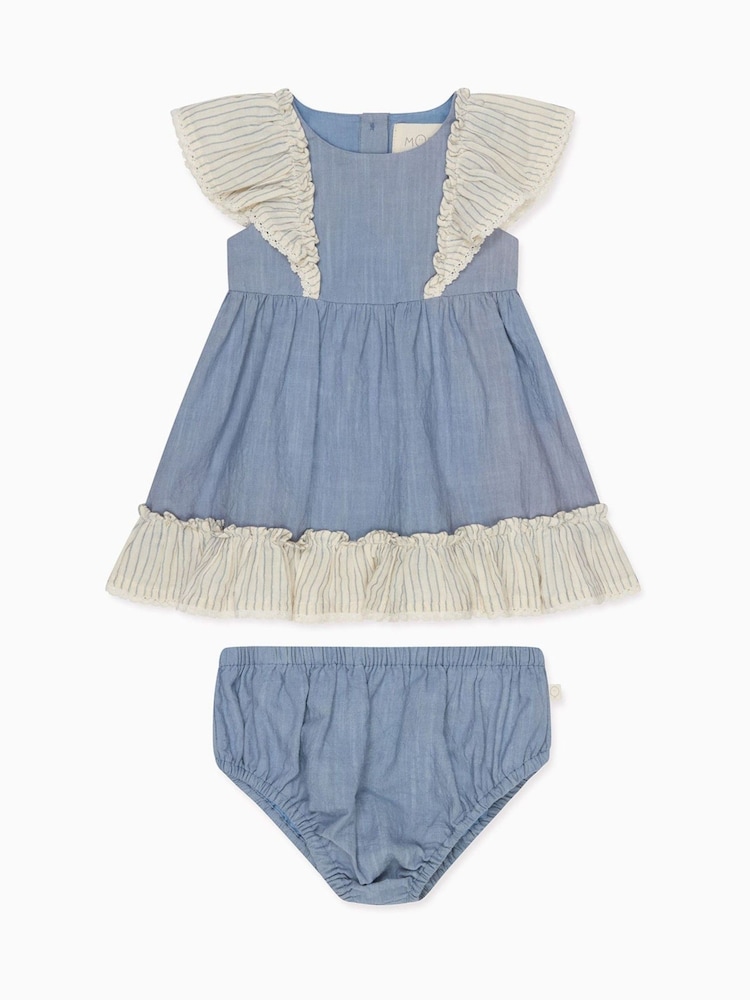 MORI Blue 100% Cotton Muslin Dress Set - Image 1 of 4