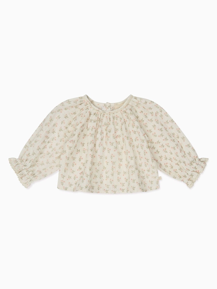 MORI Green Floral 100% Cotton Muslin Blouse Top - Image 1 of 1