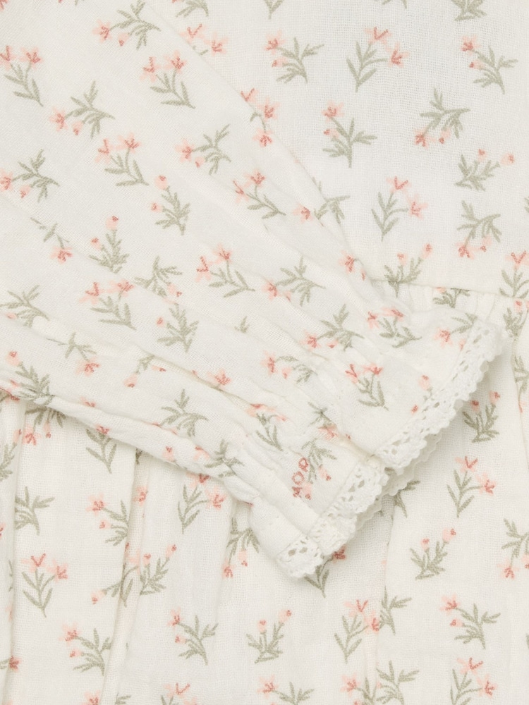 MORI Green Floral 100% Cotton Muslin Blouse Top - Image 2 of 2