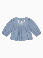 MORI Blue 100% Cotton Muslin Long Sleeve Blouse Top - Image 1 of 2