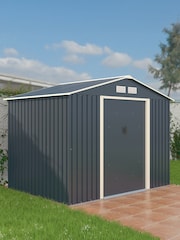 Charles Bentley Grey 8ft x 6ft Metal Garden Shed - Image 1 of 3