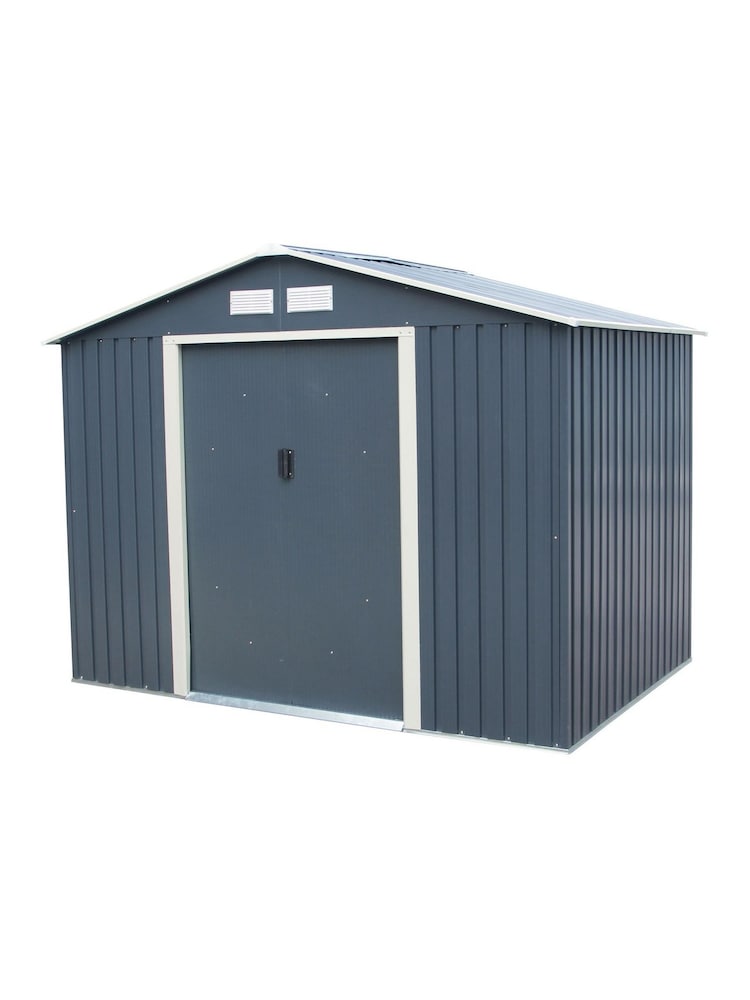 Charles Bentley Grey 8ft x 6ft Metal Garden Shed - Image 2 of 3