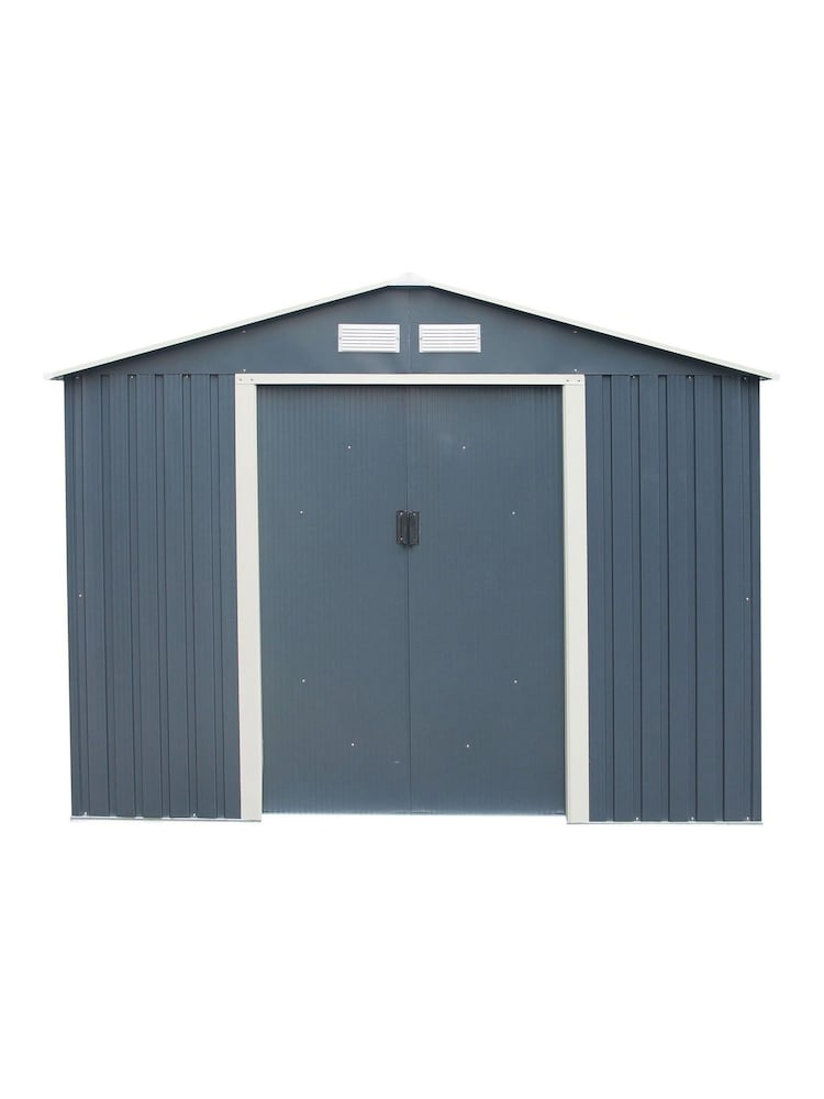 Charles Bentley Grey 8ft x 6ft Metal Garden Shed - Image 3 of 3