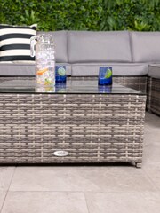 Charles Bentley Grey 3 Piece Rattan Lounge Sofa With Garden Table - Image 2 of 5