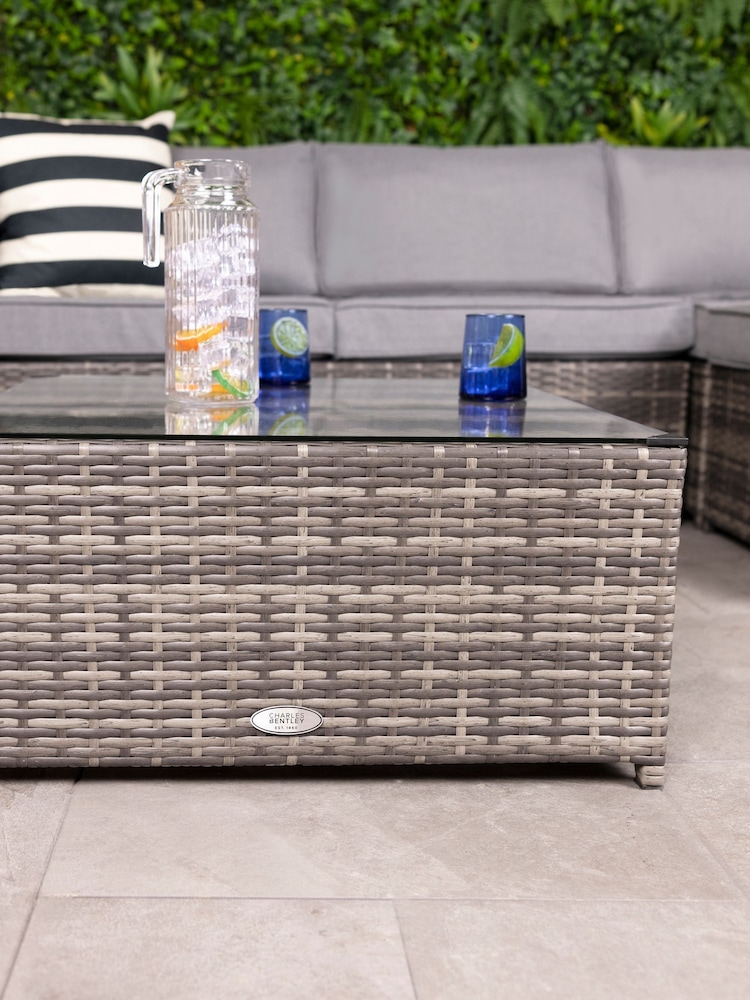 Charles Bentley Grey 3 Piece Rattan Lounge Sofa With Garden Table - Image 2 of 5