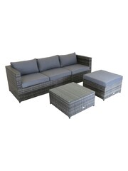 Charles Bentley Grey 3 Piece Rattan Lounge Sofa With Garden Table - Image 3 of 5