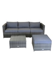 Charles Bentley Grey 3 Piece Rattan Lounge Sofa With Garden Table - Image 4 of 5